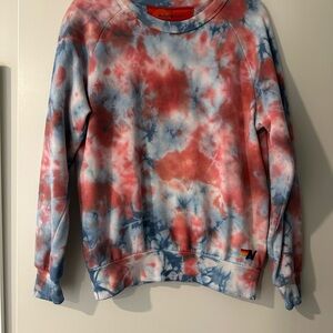 Aviator Nation Red and Blue Tie-Dye Top